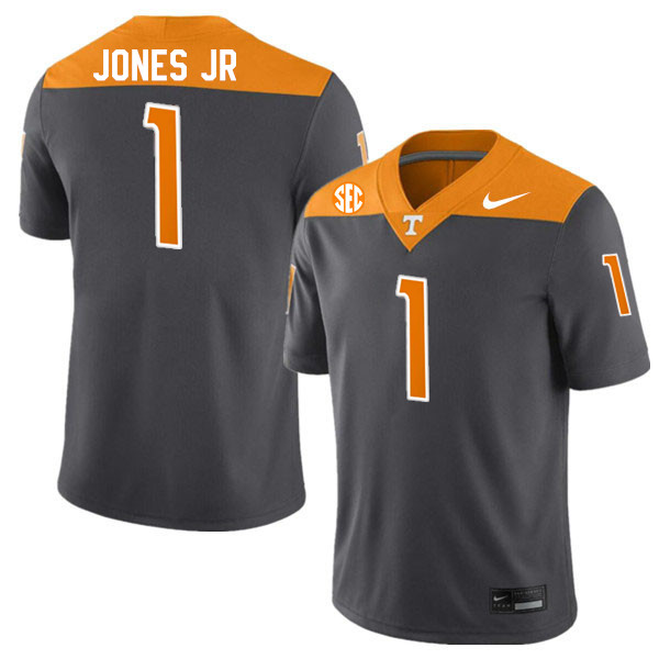Tennessee Volunteers #1 Velus Jones Jr. College Football Jerseys Stitched Sale-Anthracite